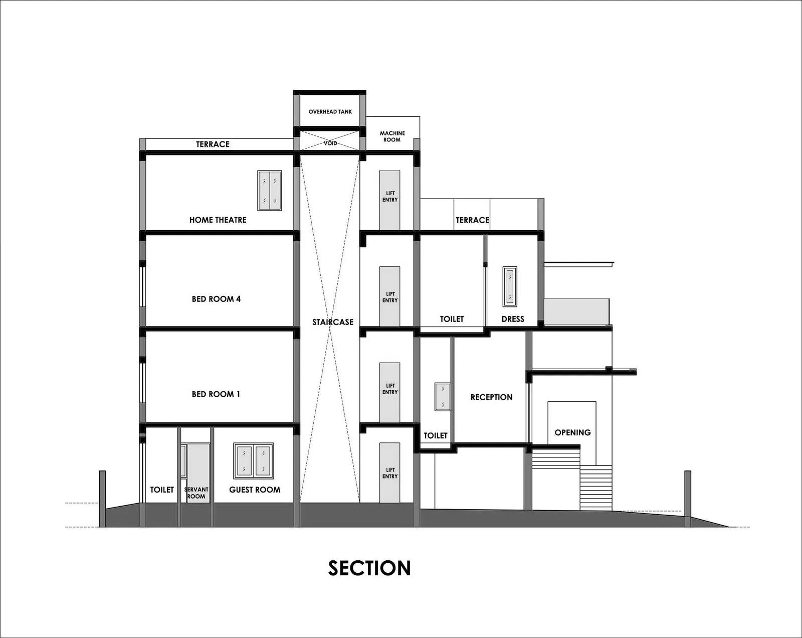 Folded Plate House Section